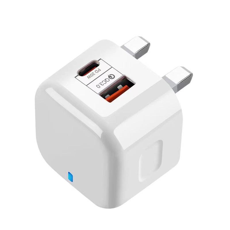 20W Dual USB Fast Charger, UK Standard, Compatible with Apple iPhone 15
