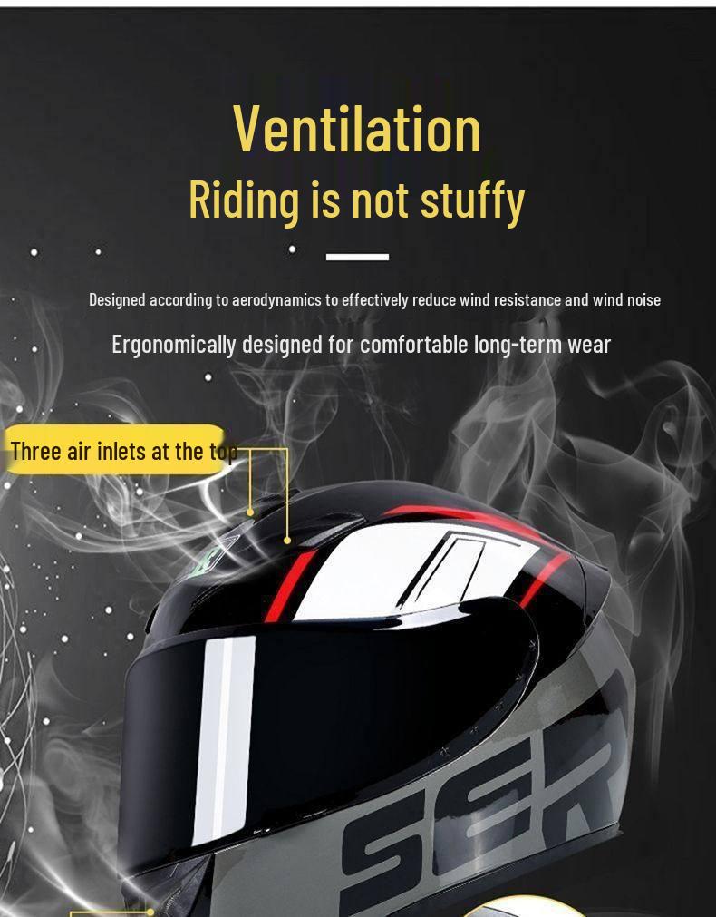 3C Certified Bluetooth All-Season Windproof Full Face Motorcycle/Scooter Helmet for Couples