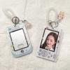 3 Inch Acrylic Camera Shape Kpop Photocard Holder with Keychain Idol Photo Card Display Case Bag Pendant School Stationery