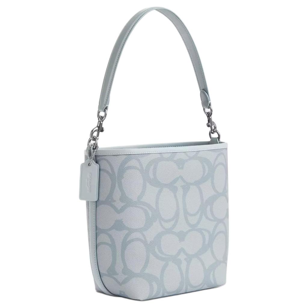Coach City Bucket 17 Silver Metal Logo Removable Shoulder Strap Coated Canvas Bucket Bag Women Bags Ice-Blue CBH90-SVNB9
