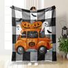 Halloween Cartoon Flannel Blanket - Soft Pumpkin Ghost Design for Kids