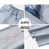 Damen 2025 Chinesischer Stil Hellwaschung Hohe Taille Bestickt Gerades Bein Jeans