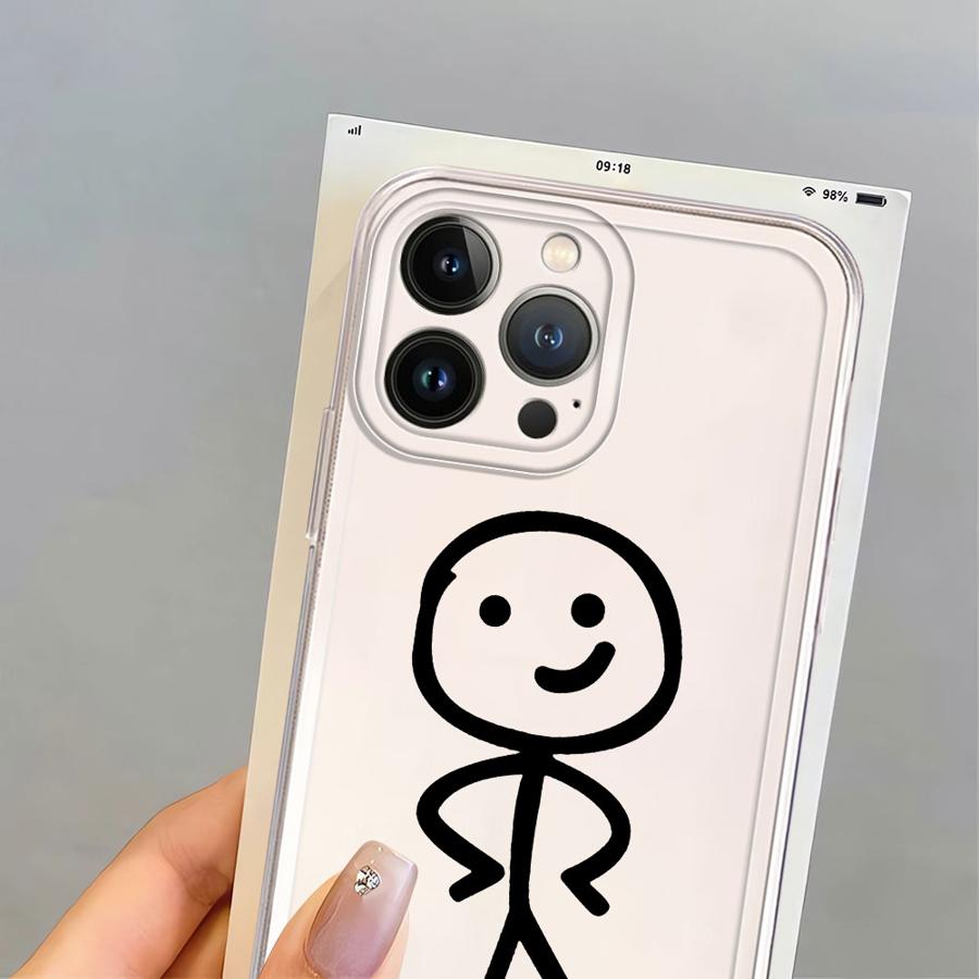Soft Phone Cover Case for iPhone 17 Pro Max 16 14 Plus 11 7 8 XS Max Air XR 12 Mini 13 Pro 15 Cute Art Stick Figures