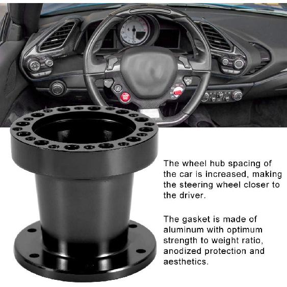 Steering Wheel Spacer Hub 3inch, Car Steering Wheel Hub Adapter Extension Spacer Kit Universal 6 Holes Steering Wheel Spacer for Most Cars Karts
