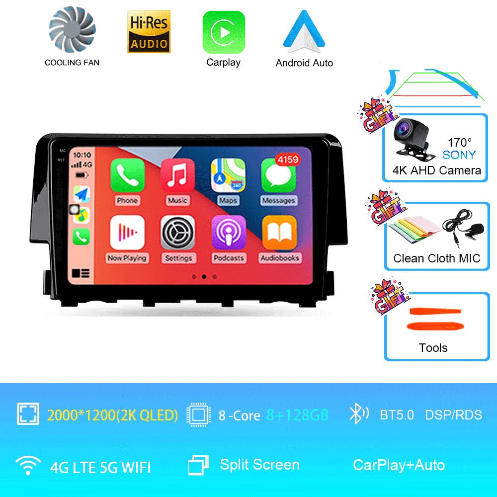 Car Radio 9 Inch Navigator For Honda Civic 2015-2022 Multimedia Video Player GPS Navigation Stereo CarPlay Android14 Bluetooth