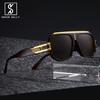 Square Sunglasses with Polarized Flat Top for Human Pilots Oversized Metal Frame Eyewear [SHEEN KELLY]