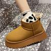 New heightening warm short tube thick-soled snow boots women's winter piled and thickened fur integrated thickened cotton shoes
