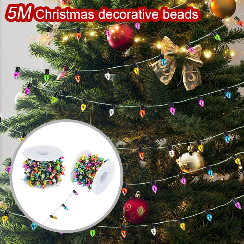 5m Christmas Colorful Bulbs String Garland Xmas Tree Ornaments 2025 Christmas Home Decoration New Year Gift DIY Craft Not LED