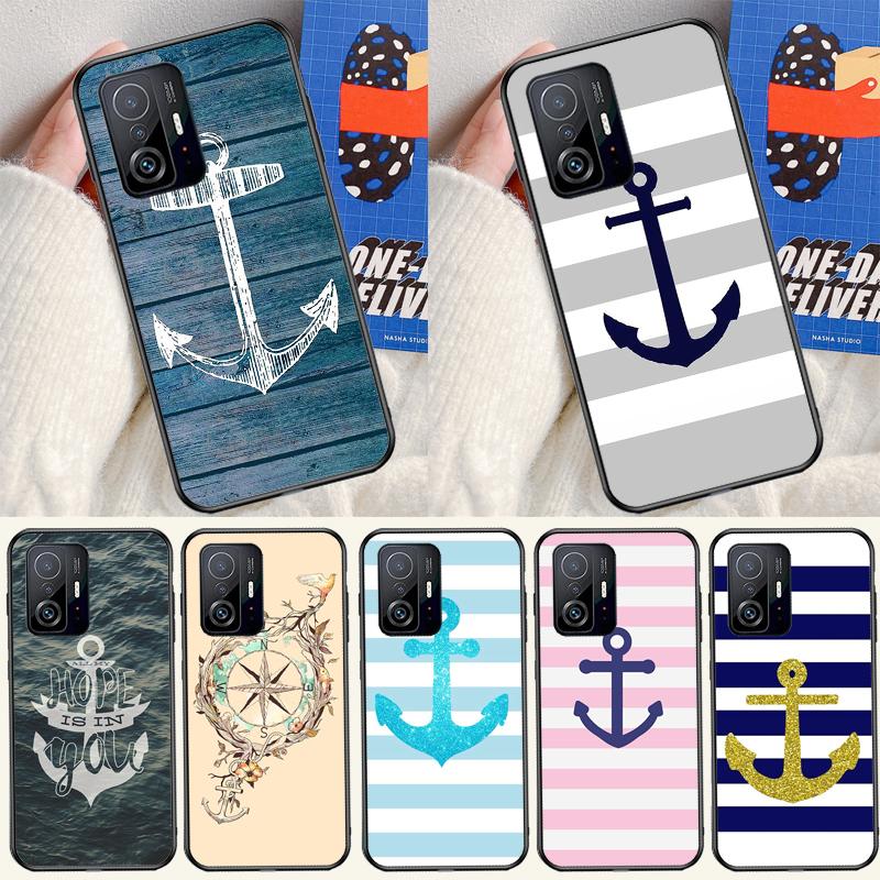 Stripes Anchor Boat Ship Cover For Xiaomi 12T 11T Pro 12 13 Lite Case For POCO X5 X3 Pro X4 F4 GT F3 M5s F5 Pro Coque