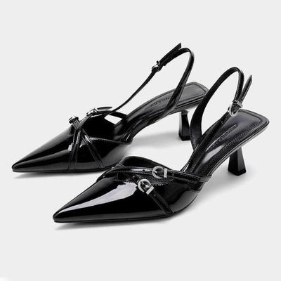 The New Women's Shoes Are Versatile Featuring A One-shoulder Buckle Pointed Toe Cutout Thin-heeled Flip-flops