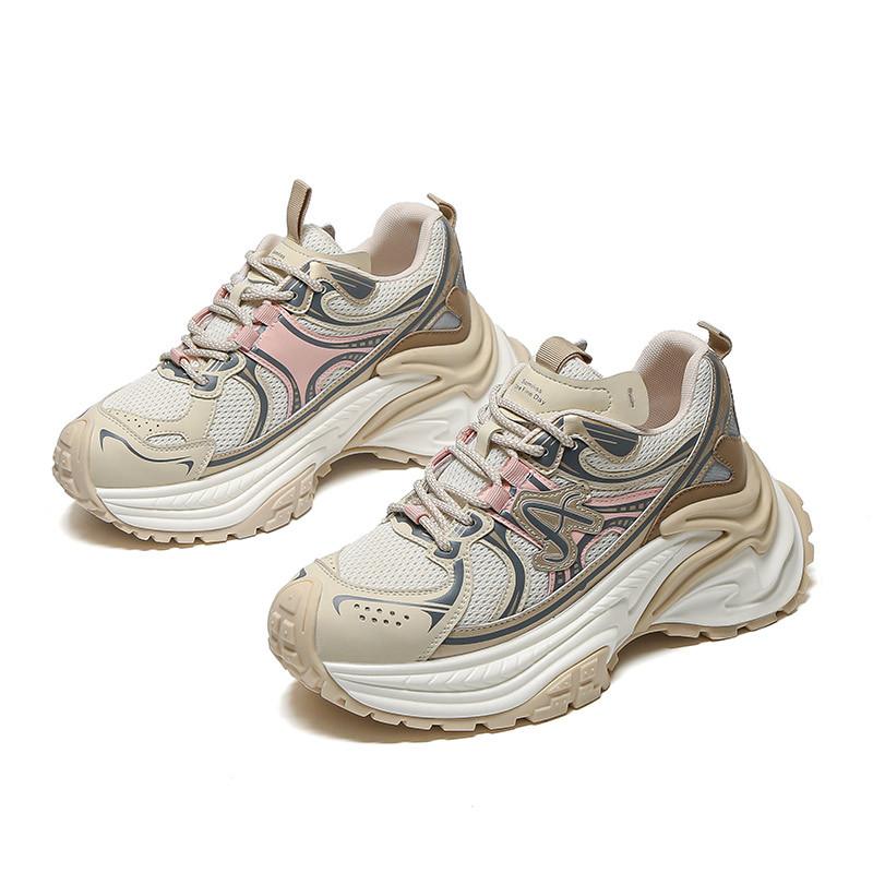 Customized new color matching fashion mesh platform dad shoes women's breathable and comfortable sports shoes small height-increasing shoes women