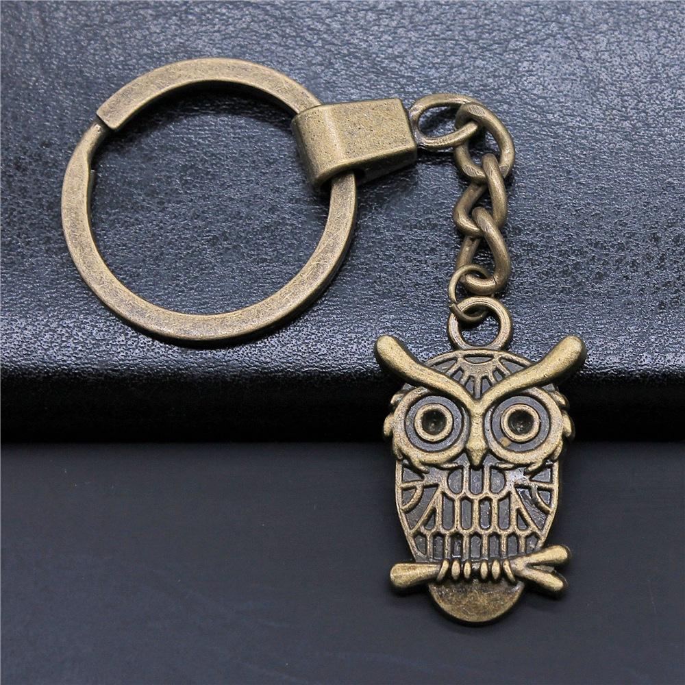 Herren Schlüsselanhänger DIY Metallhalter Kette Vintage Eulen Anhänger Kreativer Party Schmuck Zubehör Geschenk