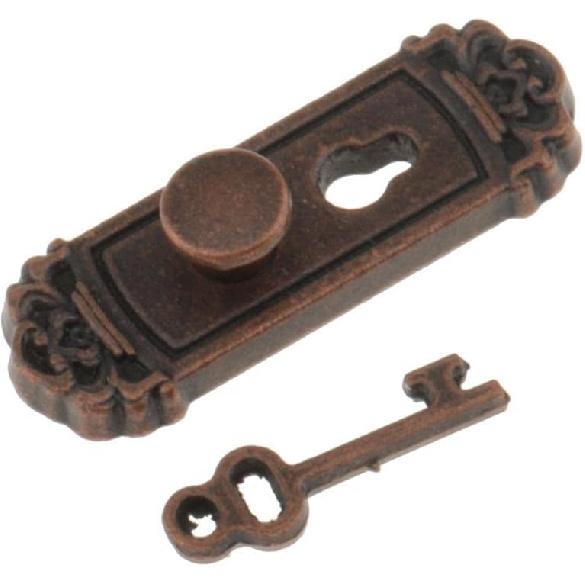1/12 Scale Dolls House Miniature Handle Key Set Door Knob Fittings 2 Pieces