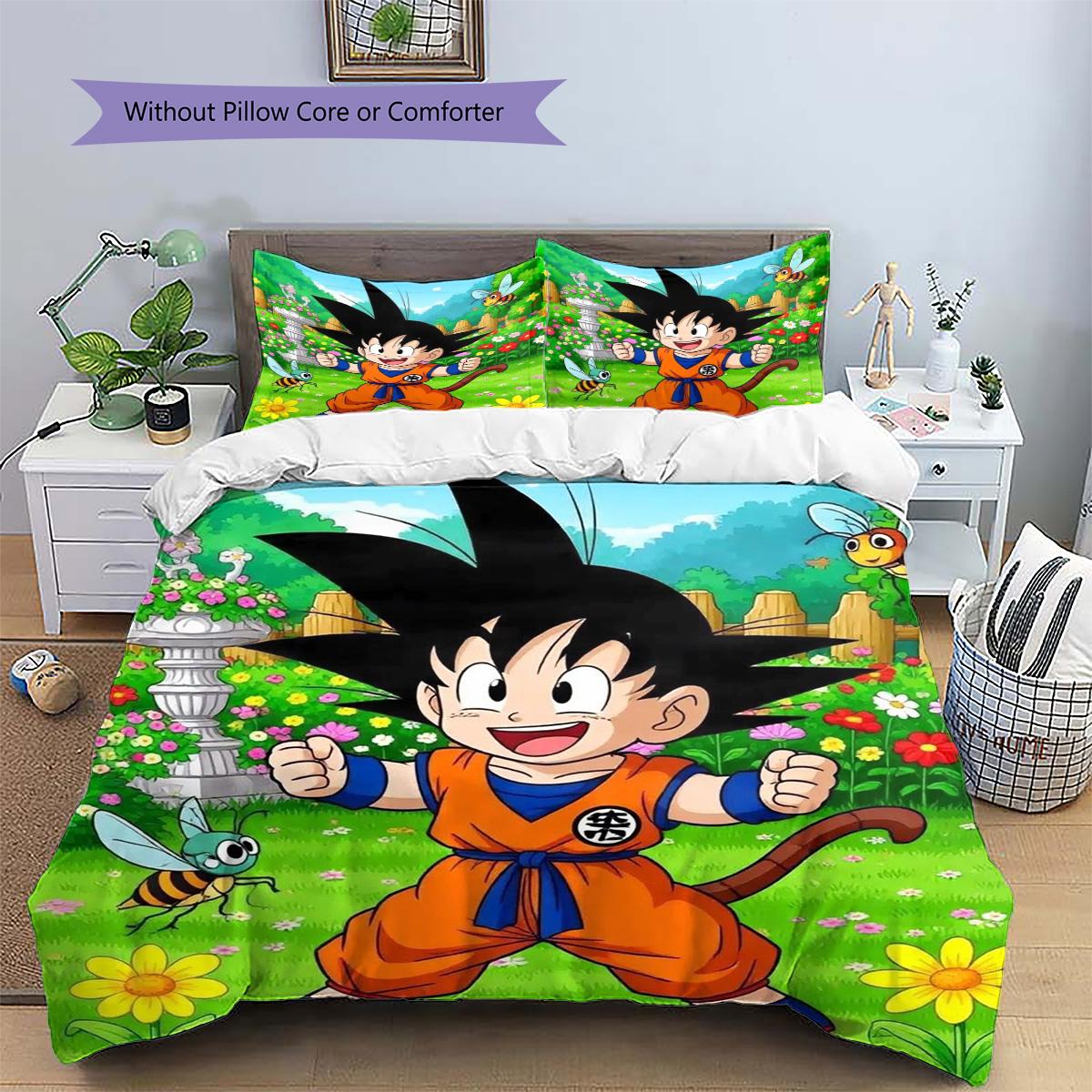 

Goku Patterned Pillowcase & Duvet Cover Set Bedroom Art Decor Bedding Cool Gift for Anime Enthusiasts.-TING 135x200cm