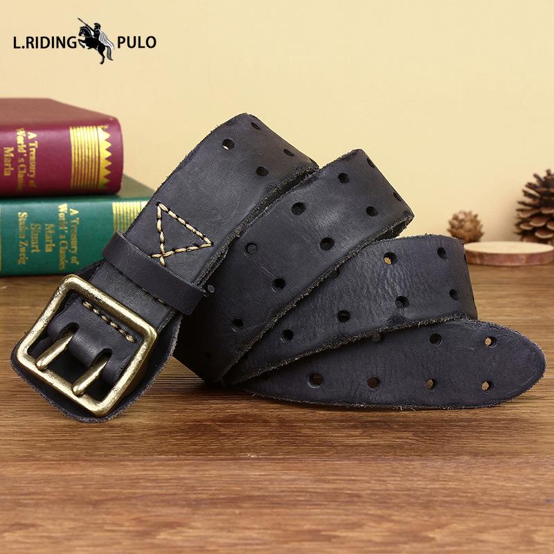 Retro Korean Version Trendy Personality Ins Anti-allergic Double Pin Buckle Belt Men's Fashion New Young People's Belt