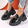 Fashion New Retro Metal Buckle Loafers for Women Spring Autumn Black Slip On Comfortable Pumps Thick Soled Females Casual Heeled Shoes
