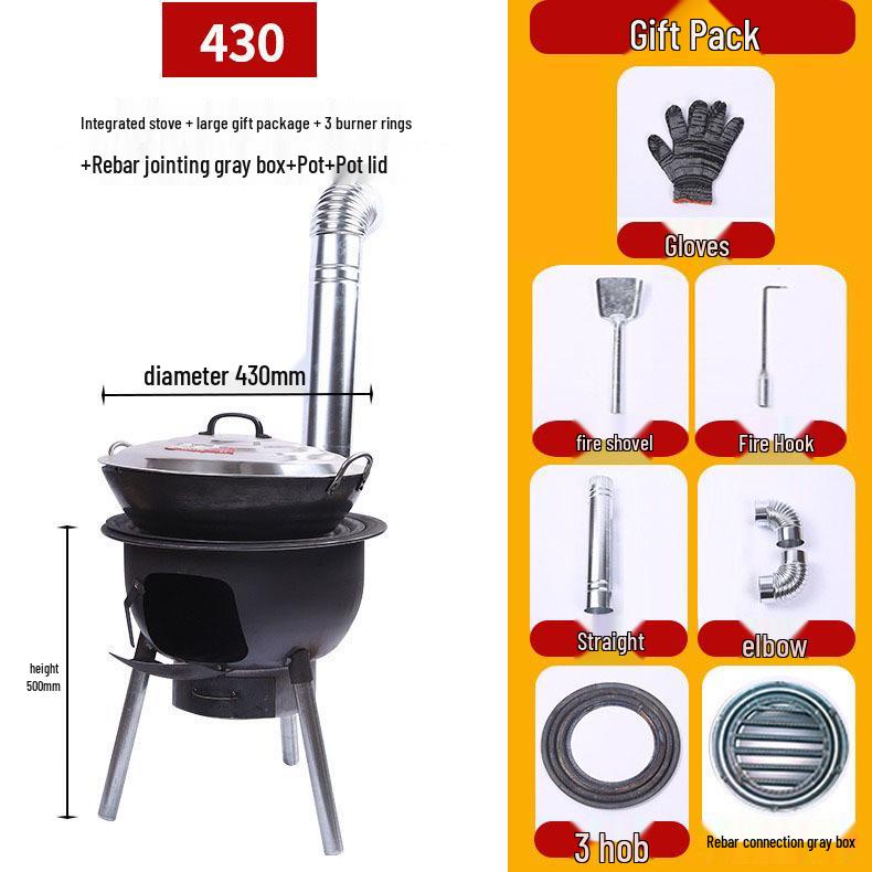 Portable Outdoor Firewood Stove with Threaded Round Legs - New Model