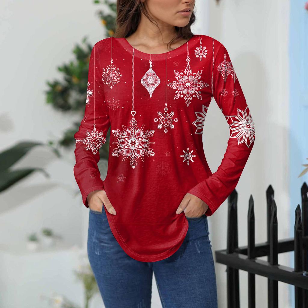 Tee Shirts For Women Fall Casual Long Sleeve Shirts Sweatshirt Vintage Graphic Printing Top Pullover Valentine's Day