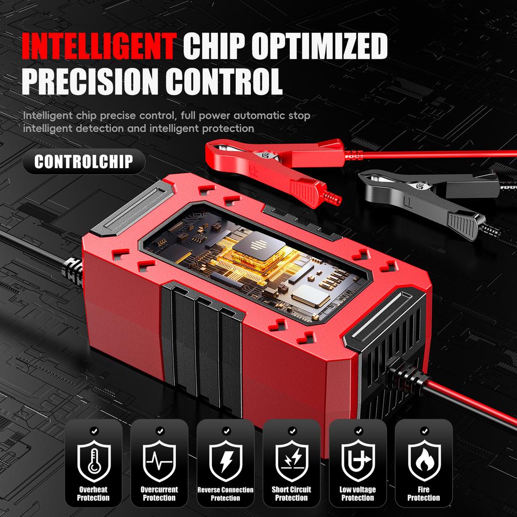 Automatisches Erhaltungsladegerät, 12V 6A Intelligentes Batteriewartungsgerät Desulfator mit Temperaturkompensation für