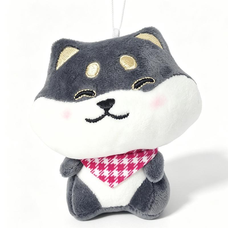 Cute Shiba Inu Plush Keychain Soft Fluffy Mini Dog Stuffed Animal Pendant With Plaid Bandana Bag Charm Decor Gift For Dog Lovers