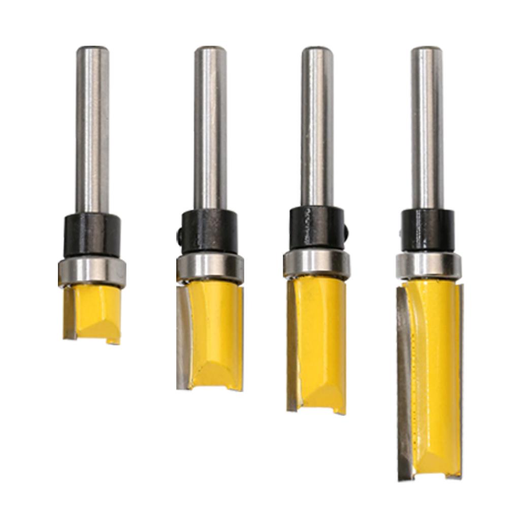 4pcs Mill Router Bit Set 1/4 Shank Milling Bit Straight End Milling Trimmer Alloy Woodworking Tool