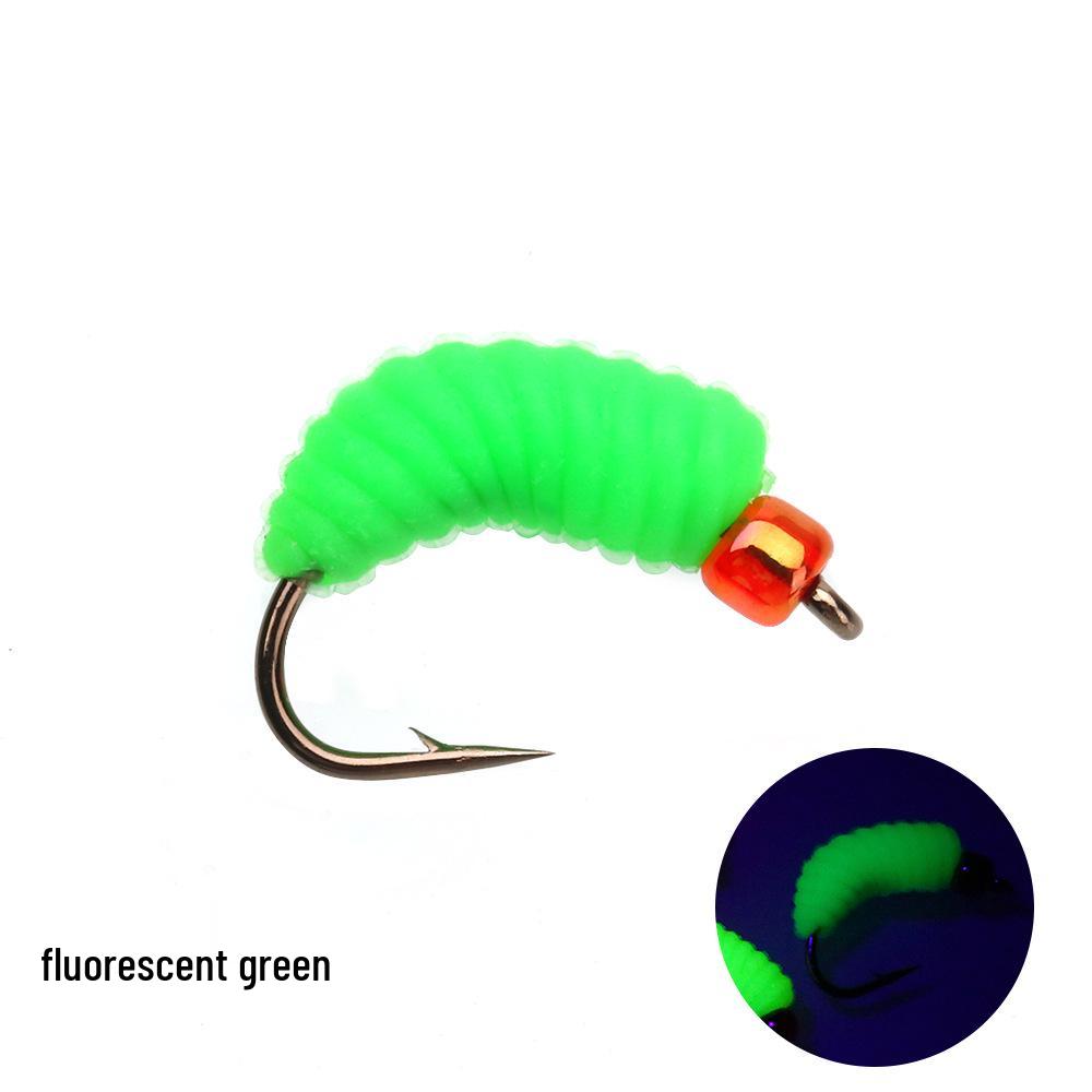 Fluorescent Micro Worm Insect Fly Hook Lure for Whitefish and Mouthfish Fishing