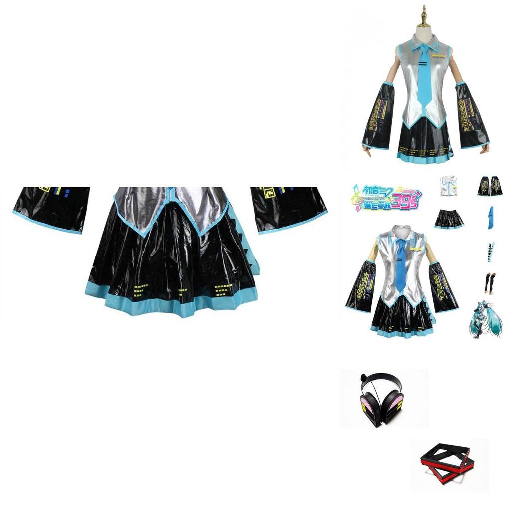 Hatsune Miku Vocaloid Pu Cosplay Top Jurk Strik Set Voor Kerstshow