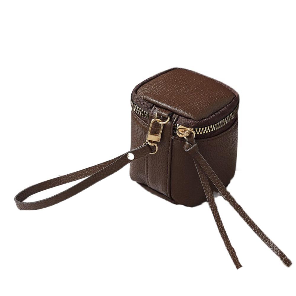 

Square Lipstick Storage Bag Mini Cosmetic Bag Simple Zipper Wallet Girls кофейный