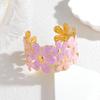 Frisches und Süßes Buntes Emaille-Blumen Offenes Armreif: Luxuriöses High-End-Mode-Edelstahlarmband