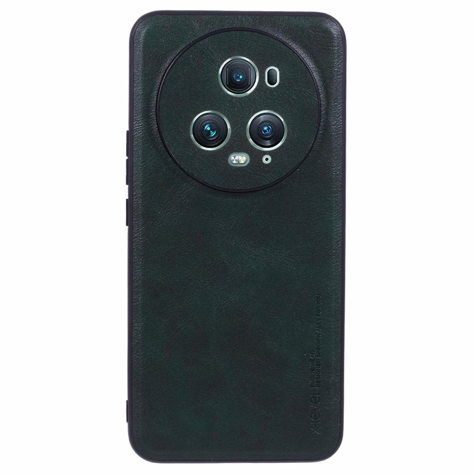 

Bojue-3 Series For Honor Magic5 Pro Case PU Leather Coated PC+TPU Cover Midnight Green