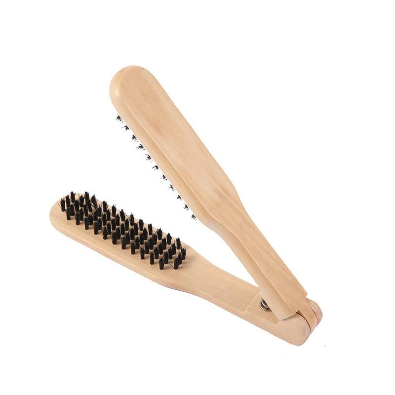 Wooden Handle Straightening Comb 2-in-1 Styling Comb & Hair Straightener for Smooth & Silky Hair, Anti-Scald Portable Hair Styling Tool for Home Trave