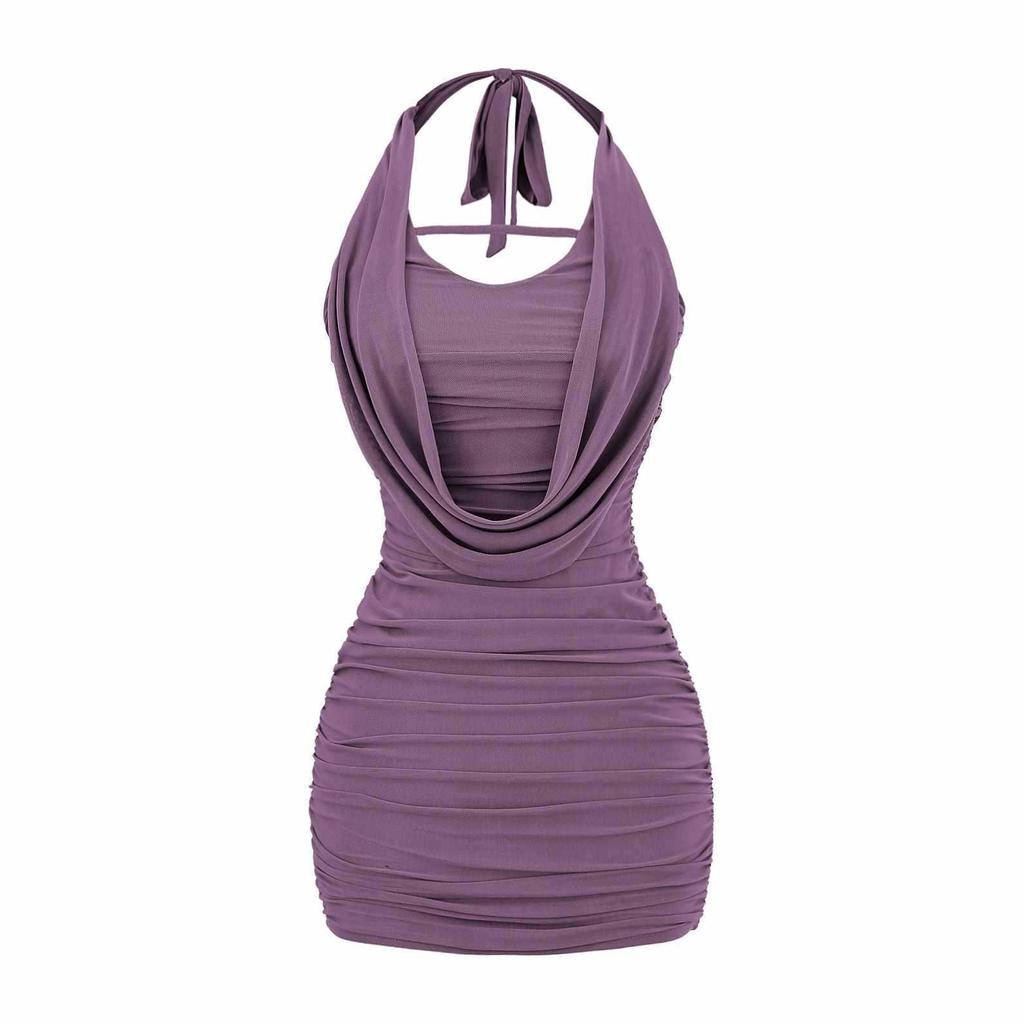 European & American Spicy Girl Mesh Halter Bodycon Mini Dress