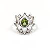 Sterling Silver Lotus Ring: Teardrop Gemstone, Stackable Flower Ring