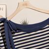 Ta Chi Women's Striped Off-Shoulder Long Sleeve Knit Top