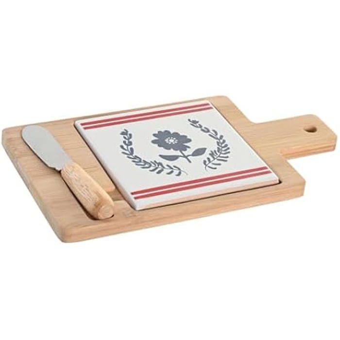 Set d'apéritif - DKD Home Decor - Bleu, Blanc, Rouge - Grès - 21,5 x 11,8 x 1,5 cm - Design Contemporain