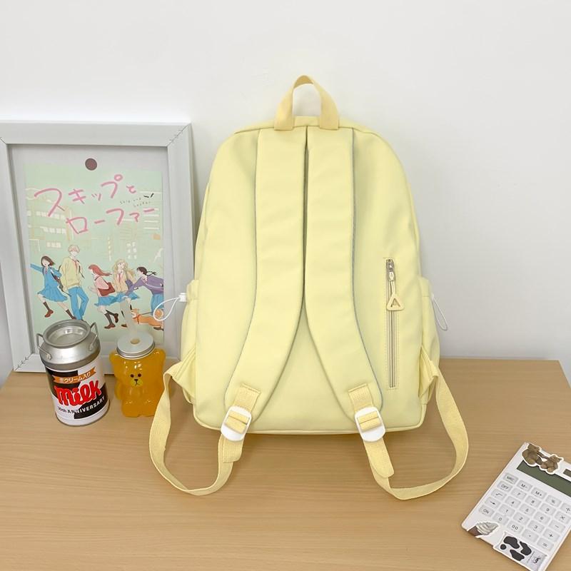 Large Capacity School Bag Women's Solid Color Backpack Lightweight Student Backpack Sports Travel Bag