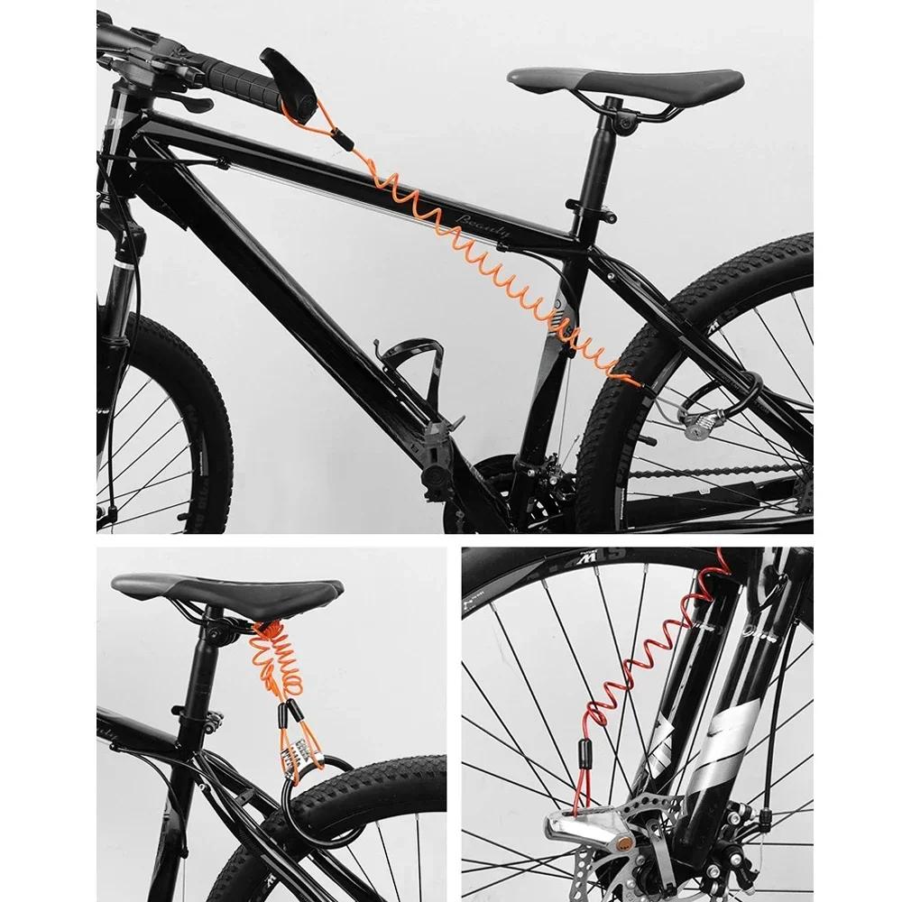 Bike Spring Cable Lock Anti-Theft Rope Alarm Disc Lock Bicycle Security Reminder Motorcycle Theft Protection 120-145cm