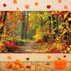 One Piece, Autumn Photography Background, Maple Forest Path Pattern Decoration, Birthday Cake Table, Farm Harvest Banner