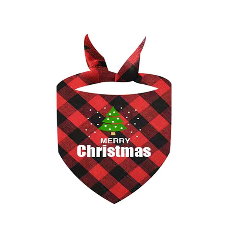 New Christmas Pet Triangle Towel European and American Polyester Dog Scarf Saliva Towel Cat Scarf Bib Supplies