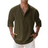 Men's Casual Loose Stand,up Collar Sweatshirt, Men's ,color Long,sleeved Cotton And Linen Shirt Top