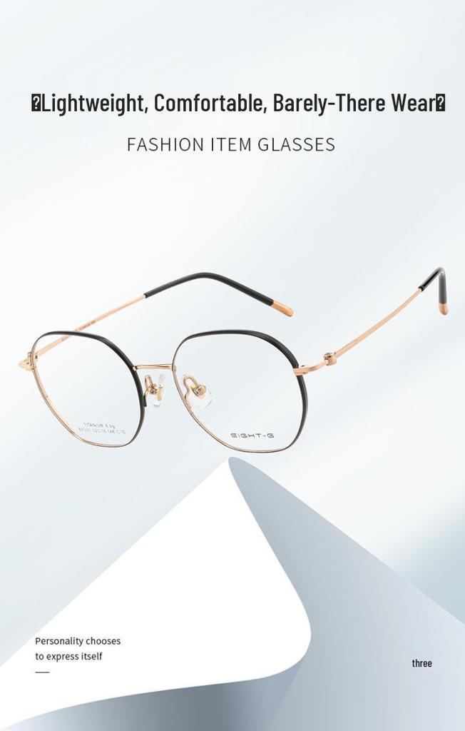 Polygonal Retro Titanium Glasses Frame Unisex with Prescription Lens Option