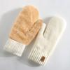 Plush Thickened Warm Finger Mittens Double Layer Warm Knitted Gloves Fashion Gloves  Cold Outdoor