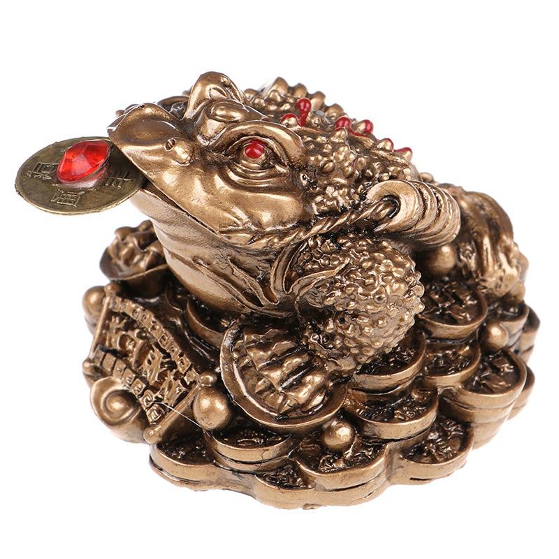 

1 шт. Настольные украшения фэн-шуй жаба деньги смола удача богатство китайская золотая лягушка монета украшение для дома и офиса счастливые подарки медный