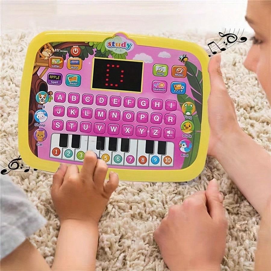 Kids Tablet Toddler Learning Pad With LED Screen Teach Alphabet Numbers Word Music Math Early Development Interactive Electronic Toy For 3 Years+
