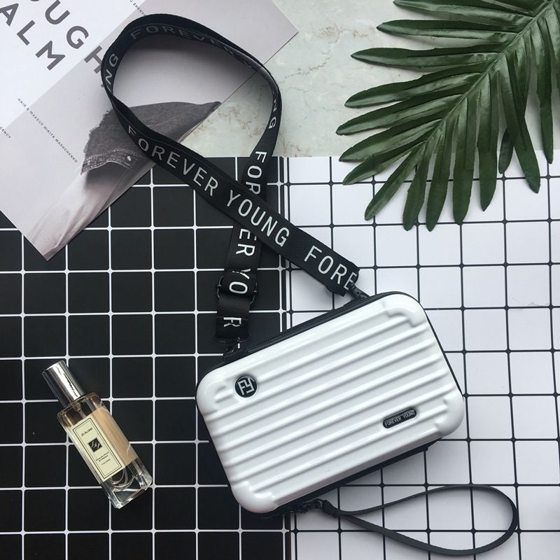 

2024 New Arrival Luggage Women s Small Bag Crossbody Shoulder Personality Hand-Held Mini Suitcase-Style Small Square Box Bag White 7 inch PC hard shell
