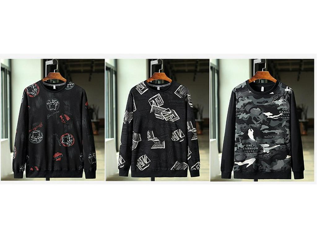 2020 Men's Plus Size Cotton Sweatshirt - Round Neck Long Sleeve, Extra Large Fit (Spring/Autumn)