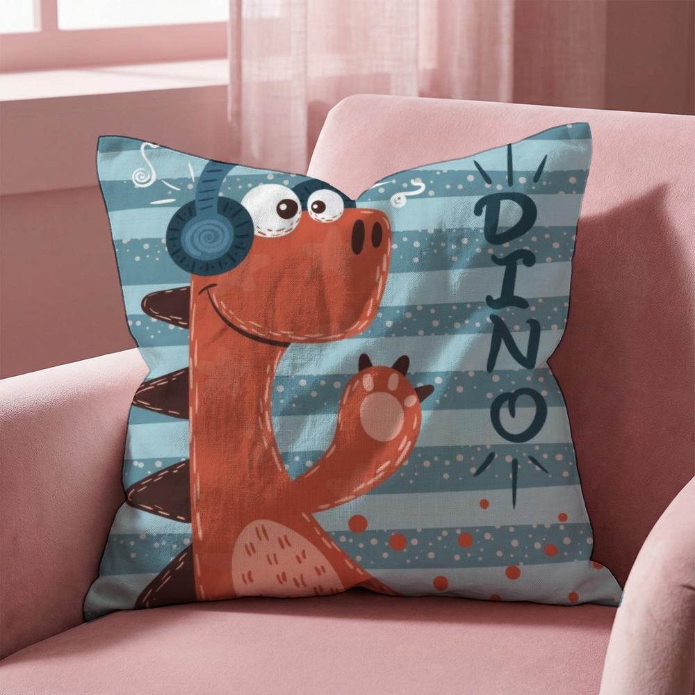 Cute Cartoon Dinosaur Cushion Cover Multi-Scene Pillow Cover for Home & Car - Reversible, Soft & Durable for Daily Use