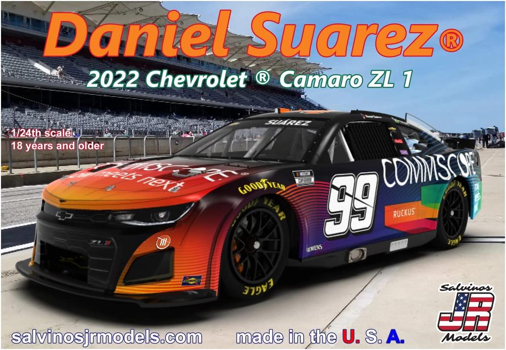 Salvinos Model Scale NASCAR 2022 Camaro ZL1 Trackhouse Racing Daniel Suarez Plastic Model SJMTHC2022DSP J.R. 1/24