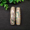 Tibetan Green Nine-Eyed Dzi Agate Jade Pendant Necklace Ornaments.
