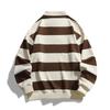 2025 Spring & Fall Trendy Loose Striped Double Pique Sweatshirt Unisex Hong Kong Style